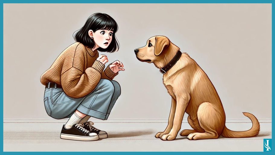 Interacción niño y perro: riesgo de mordedura y comunicación canina - INMAB Niña interactuando con un perro en una situación de incertidumbre, ilustrando el riesgo de mordedura y la importancia del lenguaje canino