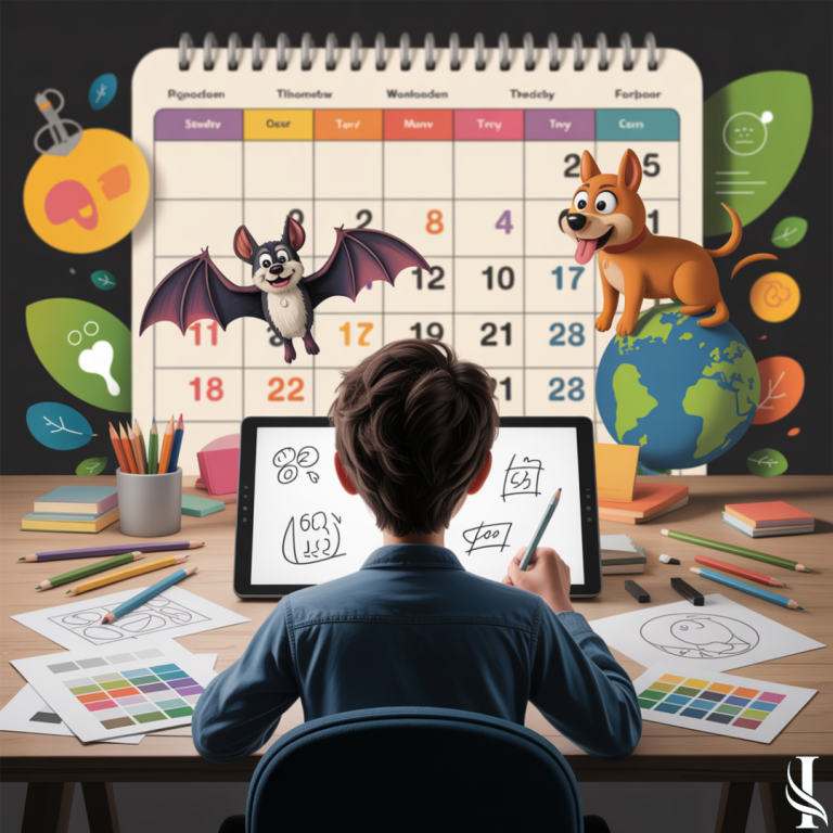 Ilustración de un calendario con iconos creativos que representa los recursos visuales creados por INMAB para fechas y ocasiones especiales.