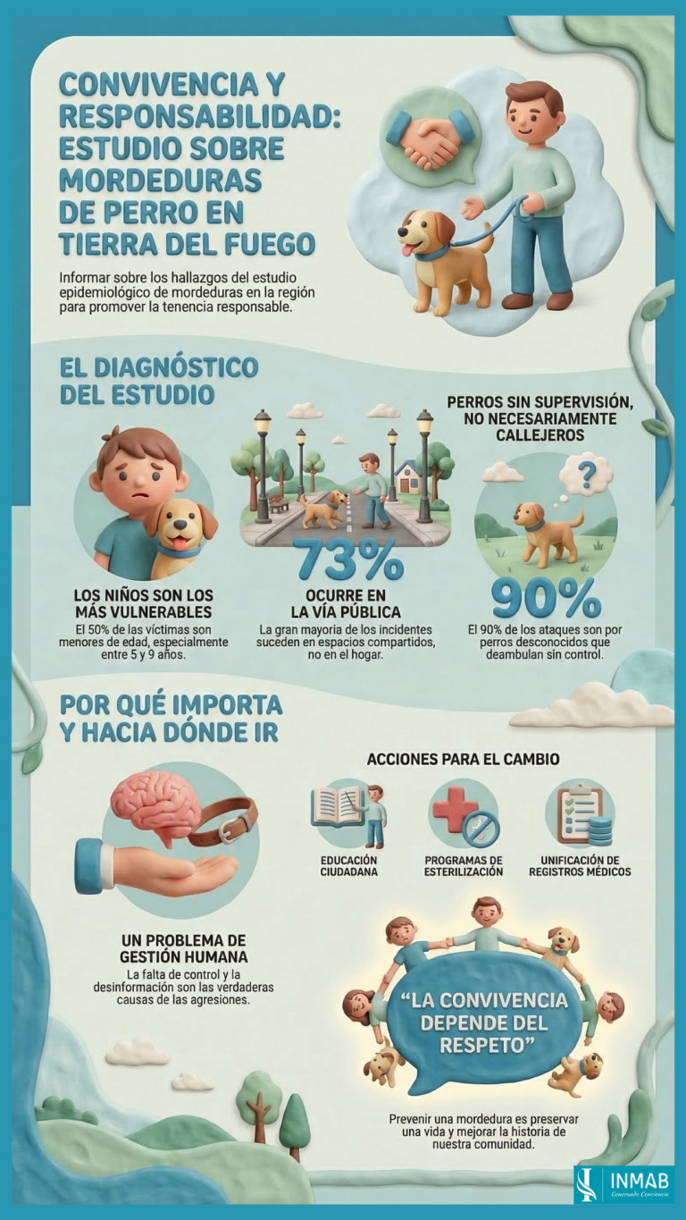 Estudio epidemiológico en Tierra del Fuego revela dónde ocurren la mayoría de mordeduras caninas y qué factores influyen en estos incidentes