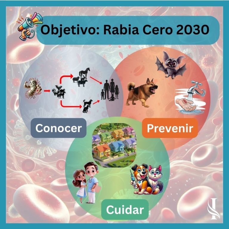 Infografía sobre prevención de la rabia: cómo se transmite el virus, cuidados a tener en cuenta y acciones para lograr Rabia Cero