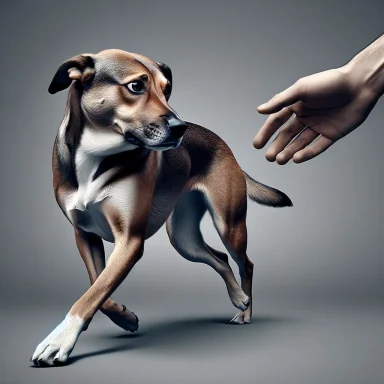 Perro alejándose de una persona o situación, mostrando incomodidad o deseo de evitar un conflicto.