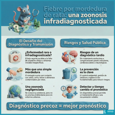 Infografía sobre la fiebre por mordedura de rata, una zoonosis poco reconocida y posiblemente infradiagnosticada.