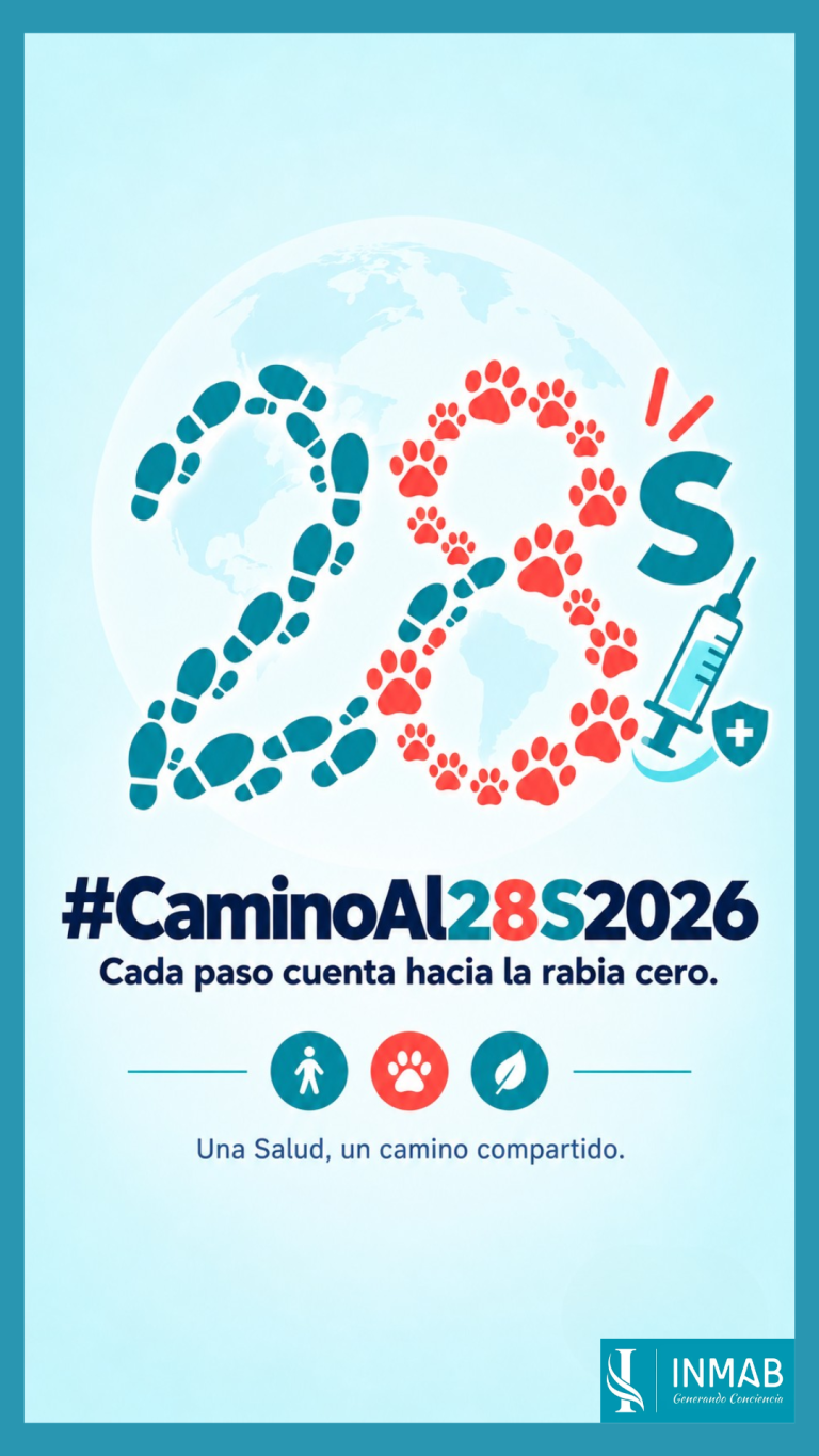 Campaña INMAB #CaminoAl28S2026 hacia el Día Mundial contra la Rabia, con huellas humanas y animales rumbo a Rabia Cero