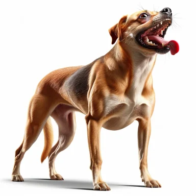 Perro jadeando intensamente sin estar expuesto a calor ni sed, posible signo de ansiedad o estrés.