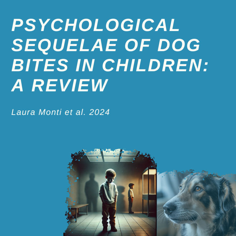 Secuelas psicológicas de mordeduras de perro en niños: revisión científica – INMAB Portada de revisión científica sobre secuelas psicológicas de mordeduras de perro en niños, con imagen de niño afectado y perro