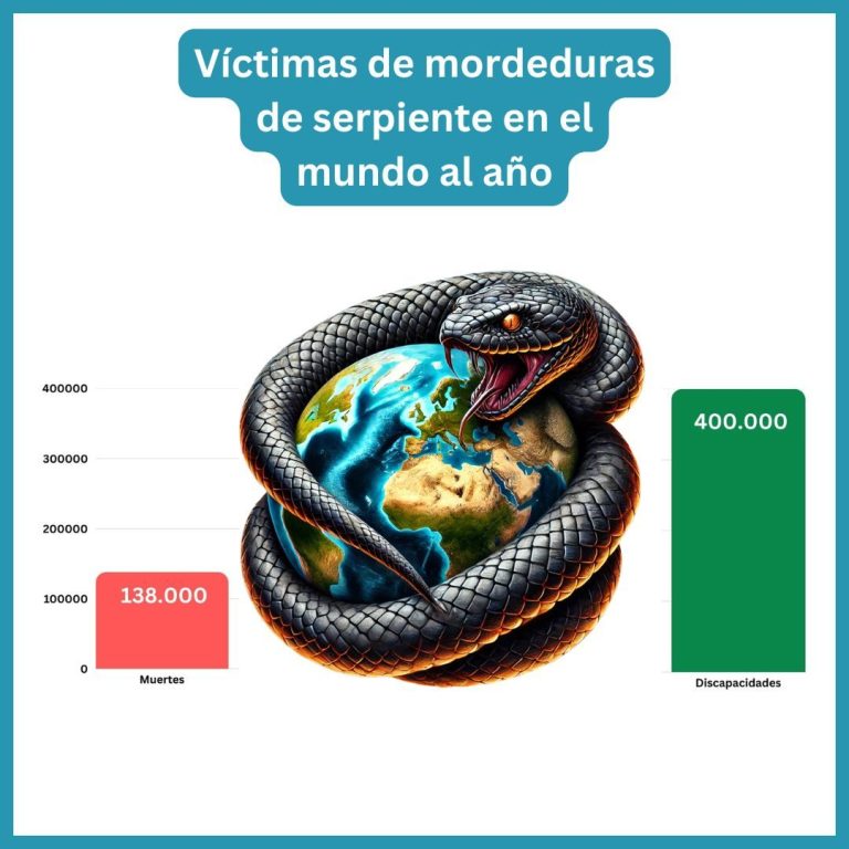 Gráfico sobre mordeduras de serpiente en el mundo: 138,000 muertes y 400,000 personas con discapacidades al año