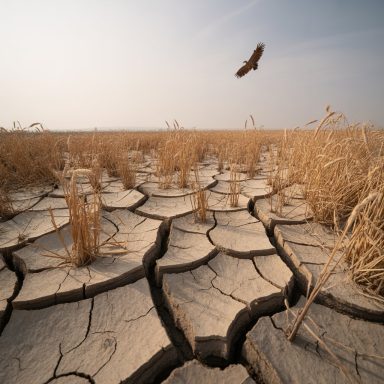 Terreno seco y agrietado por la sequía. La desertificación avanza con impacto sobre ecosistemas, fauna y salud pública.